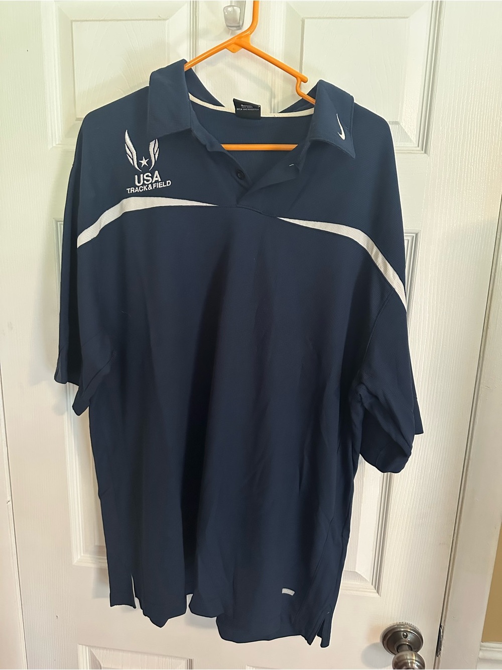 Nike Men's Navy and White USA Track & Field Polo